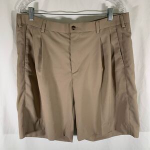 Ping Golf Shorts Men's 36 Khaki Brown Pleated Polyester Pockets 9" Inseam